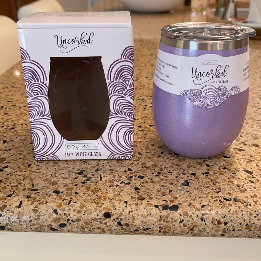 NEW BRUMATE INSULATED 14 OZ WINE GLITTER VIOLET